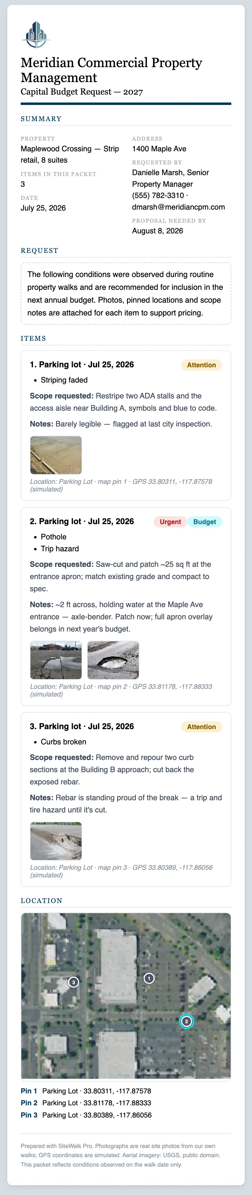 Sample capital budget request document &mdash; scroll to read the whole report